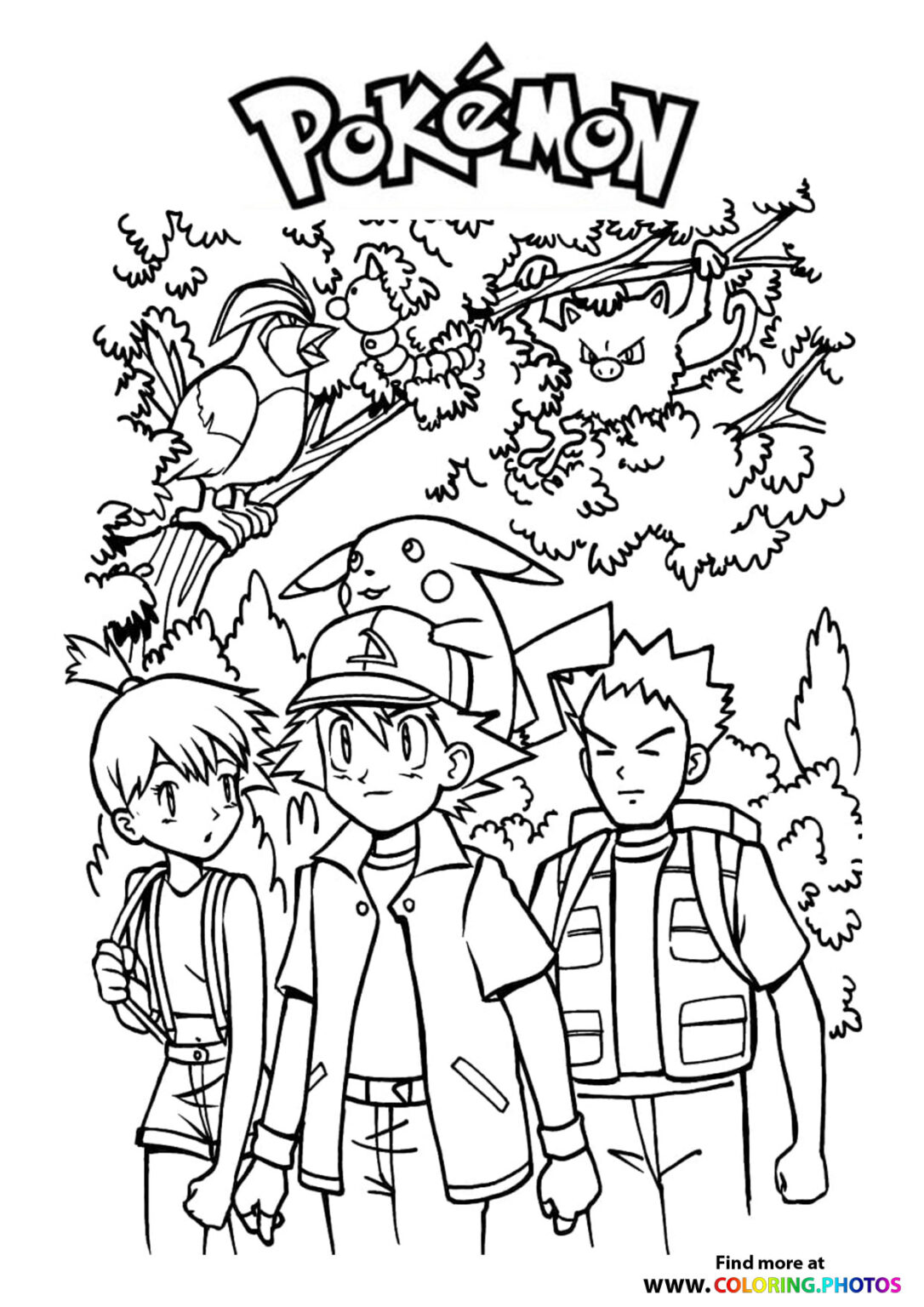 Ash Brock And Dawn Coloring Page Pokemon Coloring Pages Pokemon Porn