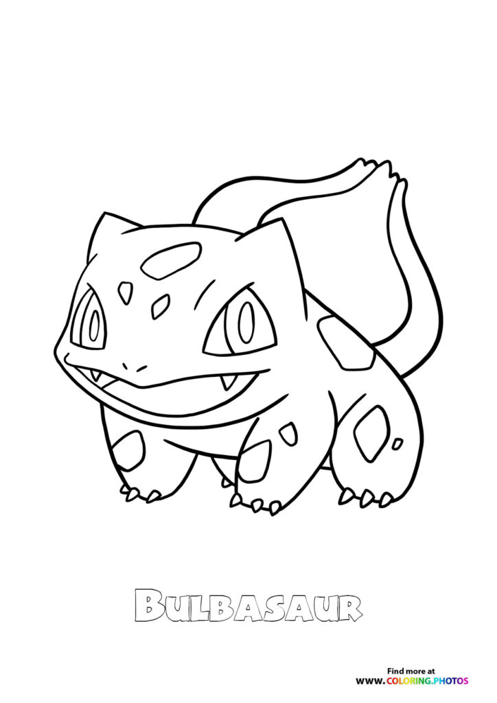 Bulbasaur with bulb on back and spotted pattern coloring page from Pokemon Generation 1