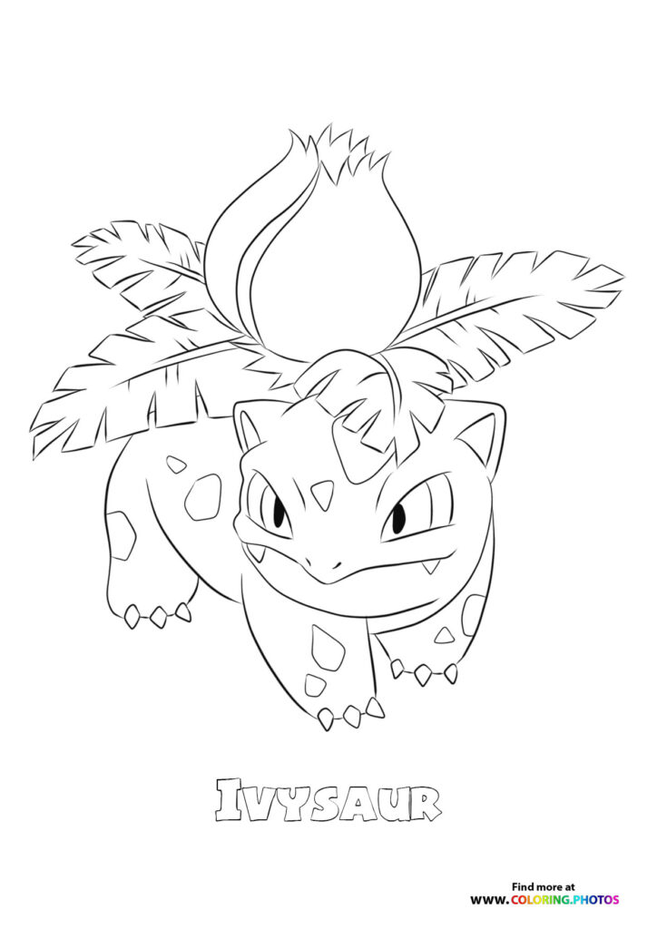 Ivysaur with blooming flower bulb on its back coloring page from Pokemon Generation 1