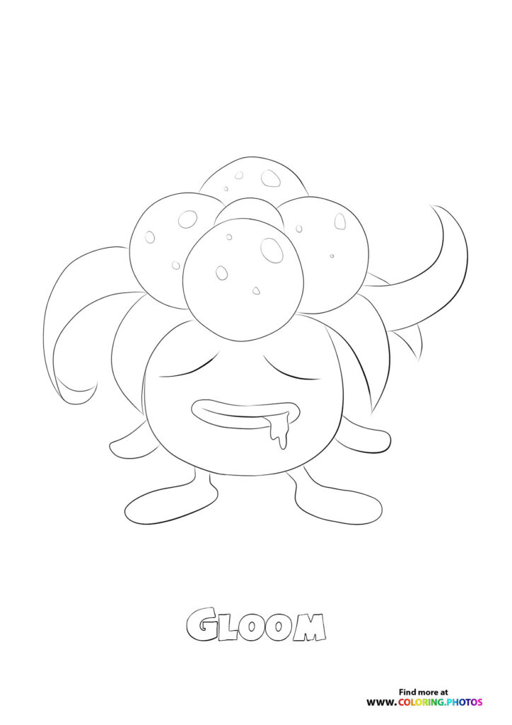 Gloom with four spotted heads and stubby feet coloring page from Pokemon Generation 1