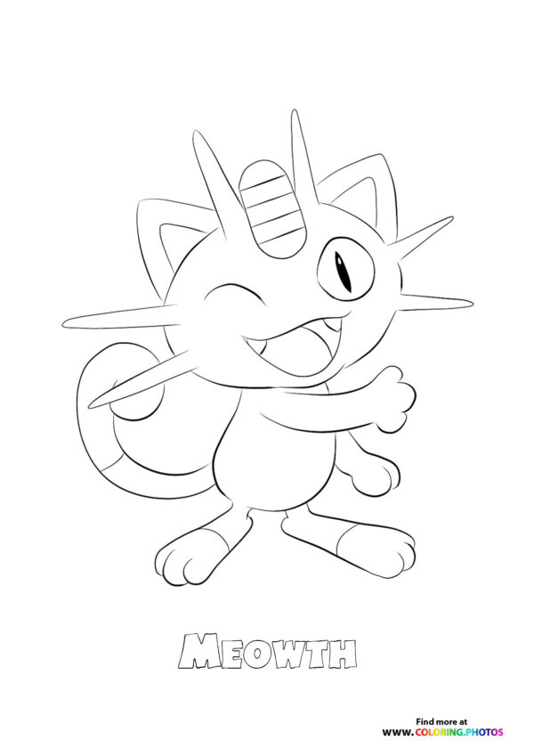 10 Exciting Pokémon Coloring Pages Featuring Meowth for Kids