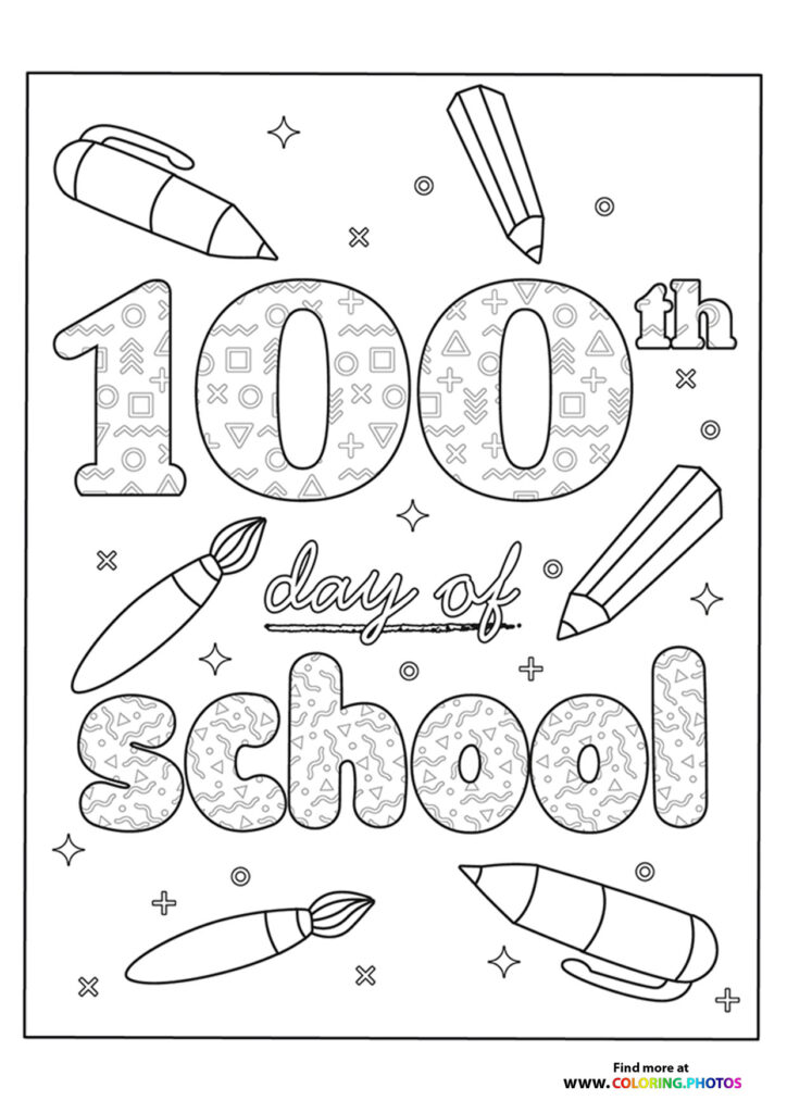 100th Day of School - Coloring Pages for kids | Free print or download