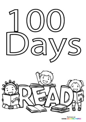 Reading for 100th Day of School coloring page