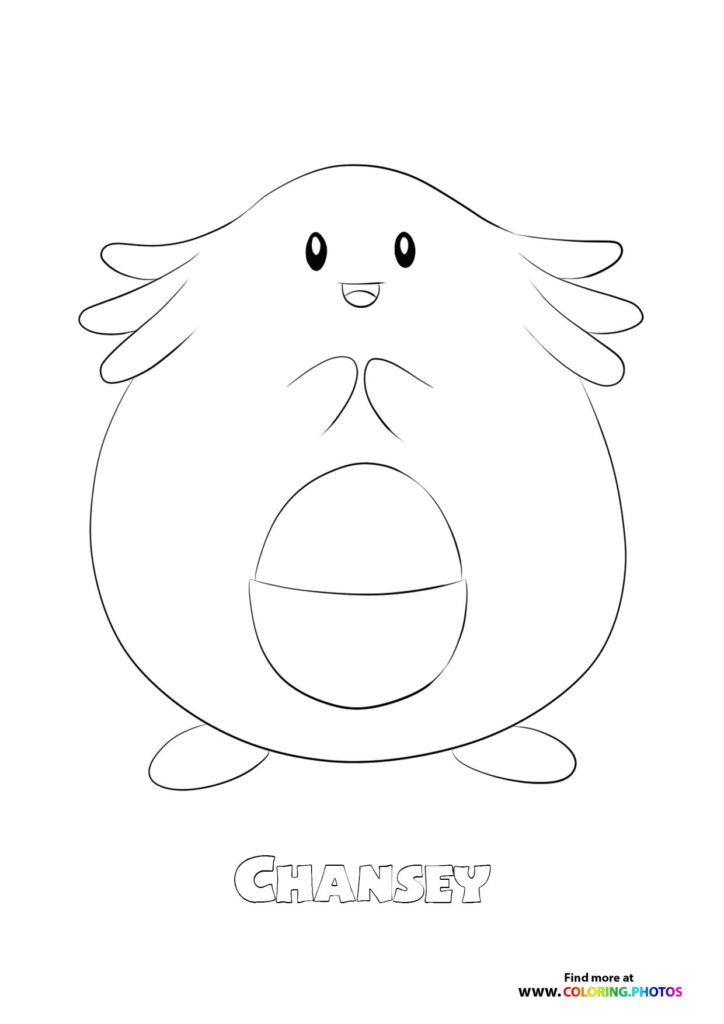 Chansey with feathered wings and egg belly coloring page from Pokemon Generation 1
