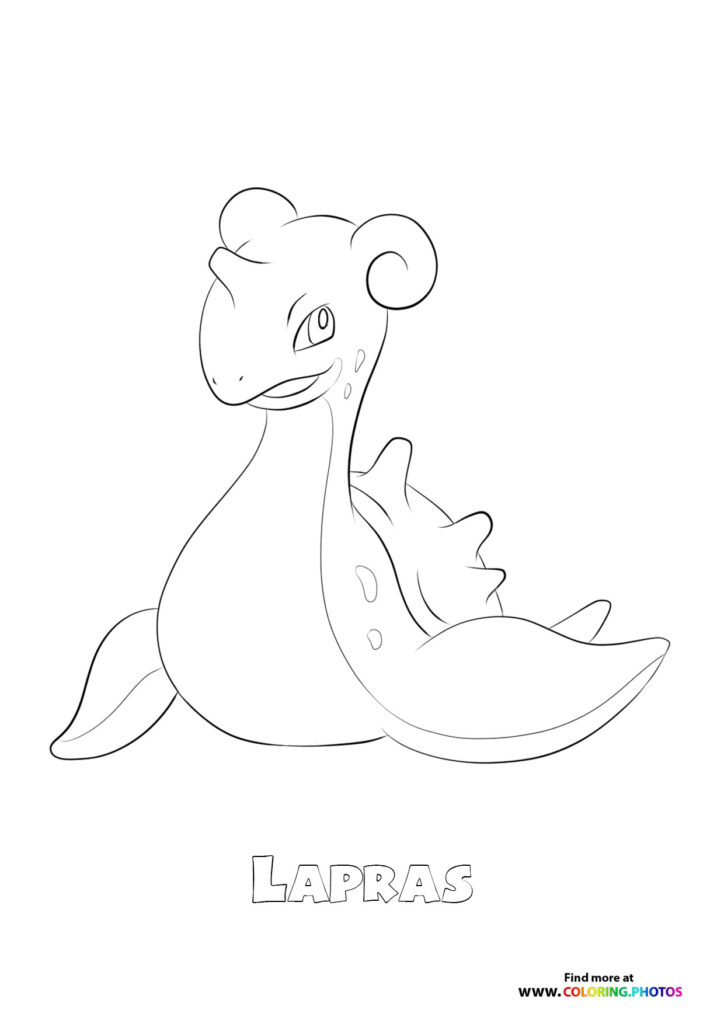 Lapras the water-type Pokemon with curled horns and spotted shell coloring page