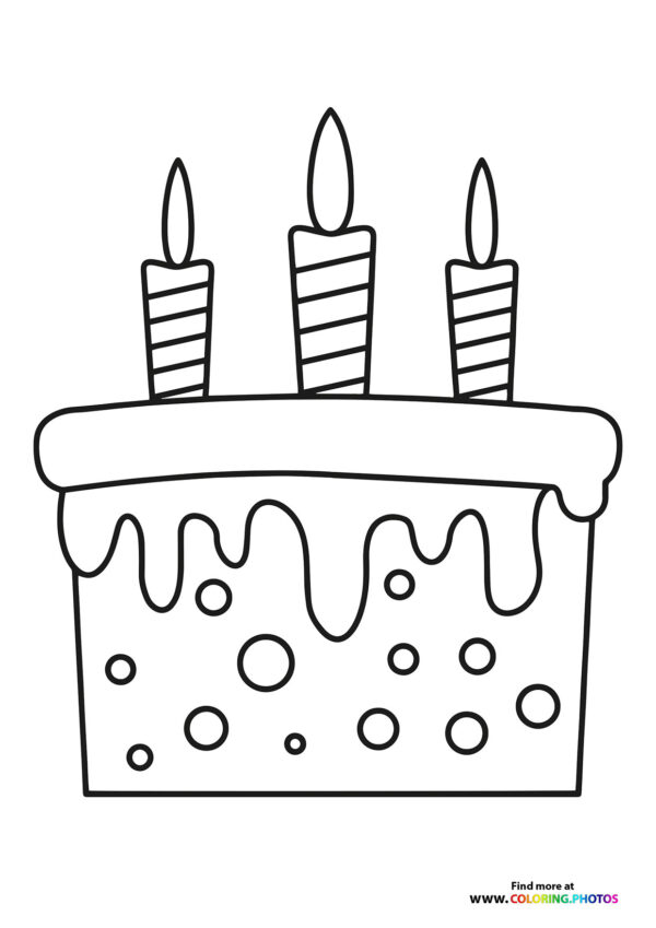 3 years Birthday cake coloring page