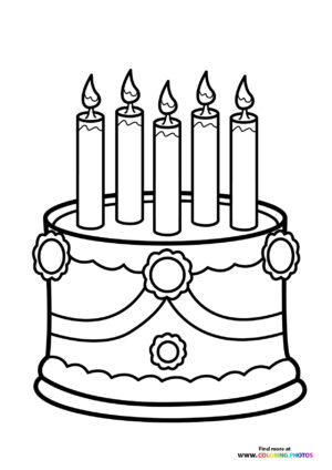 5 years Birthday cake coloring page