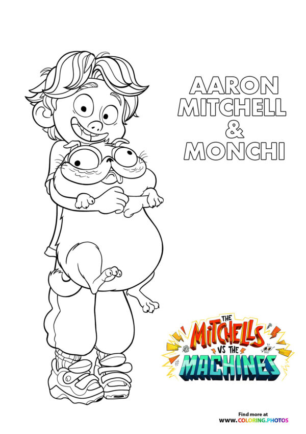 Aaron and Monchi - The Mitchells coloring page