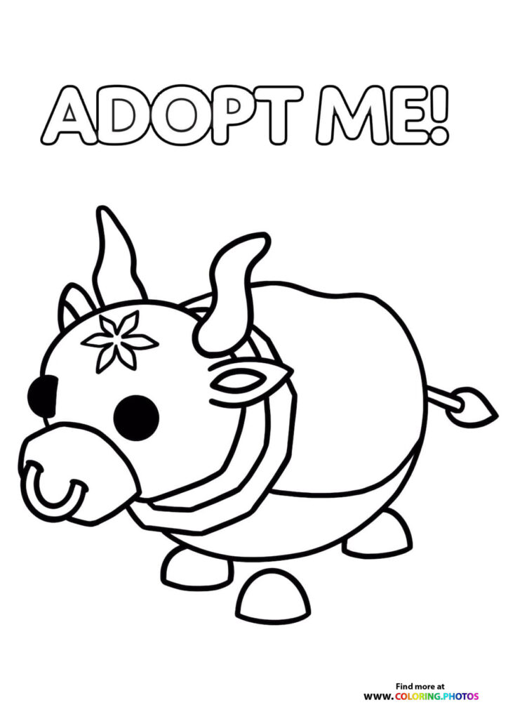 Cute unicorn with spiral horn and flower marking from Adopt Me Roblox game coloring page