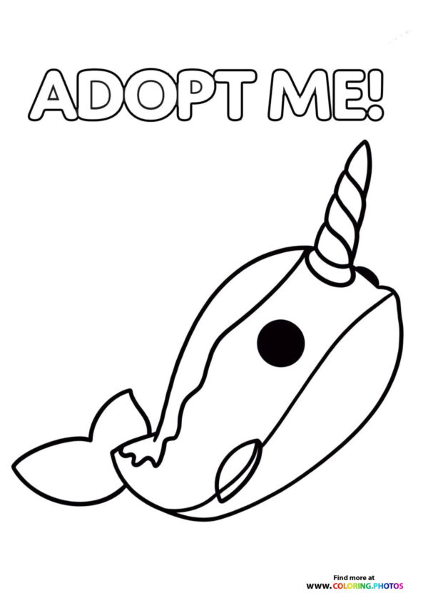 Adopt me Roblox! Narwhal coloring page