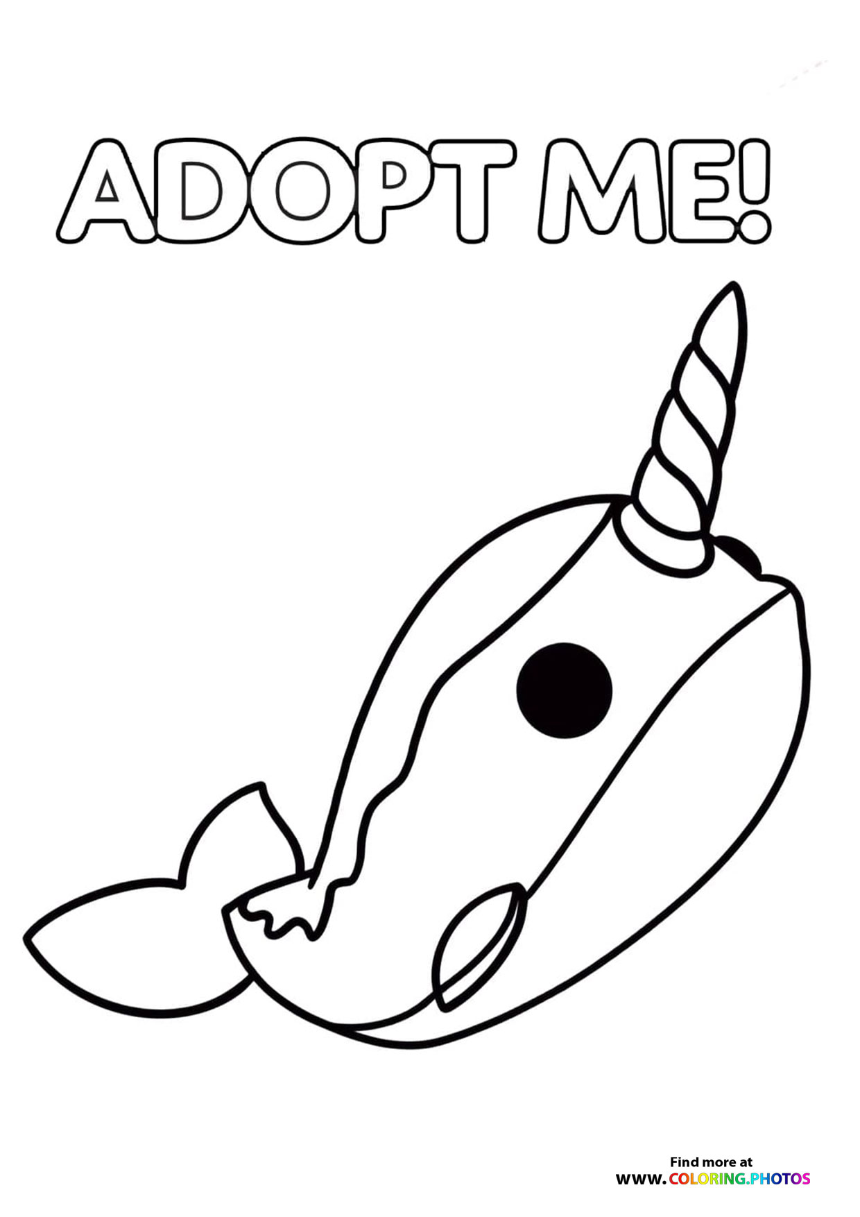 Adopt me Roblox! Narwhal - Coloring Pages for kids