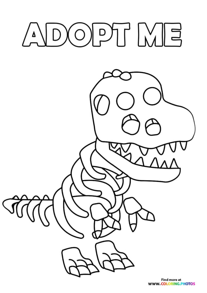 Adopt me Roblox! Skeleton T-Rex - Coloring Pages for kids