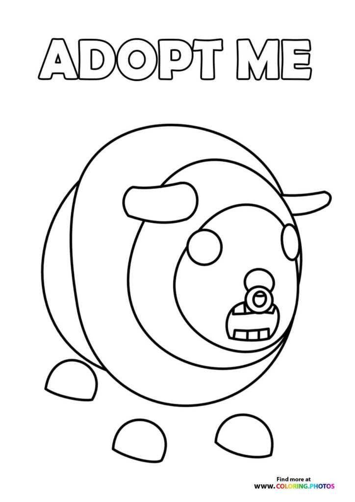 Adopt Me snail pet with spiral shell and smiling face coloring page from Roblox