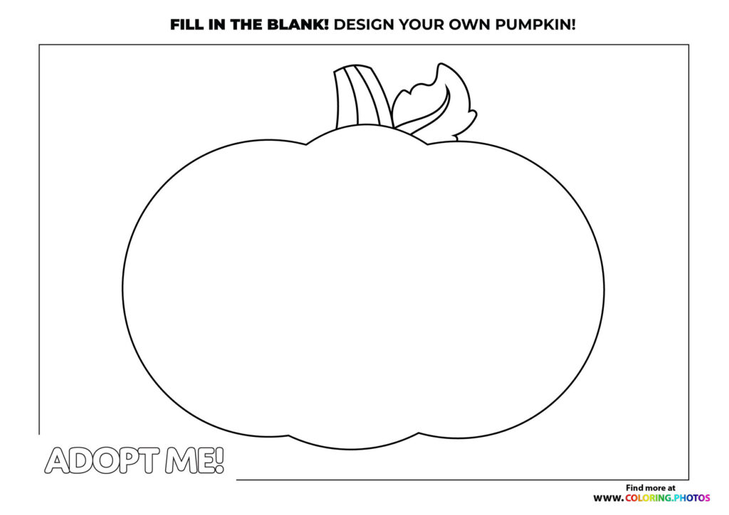 Blank pumpkin with stem outline coloring page from Adopt Me Roblox game