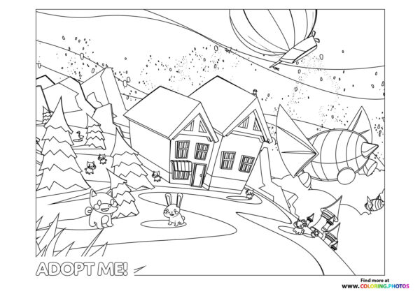 Adopt me House in snow coloring page