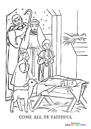 Advent baby Jesus is born coloring page