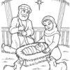 Advent baby Jesus with Mary and Joseph coloring page