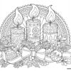 Advent candles and ornaments coloring page