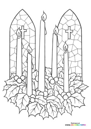 Advent wreath in a church coloring page