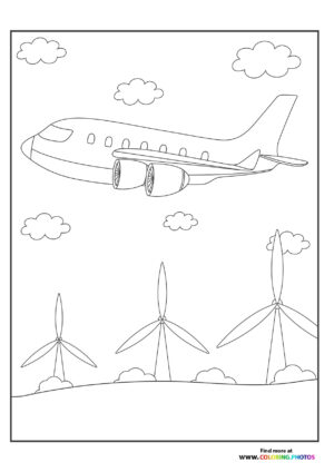 Airplane over the windmills