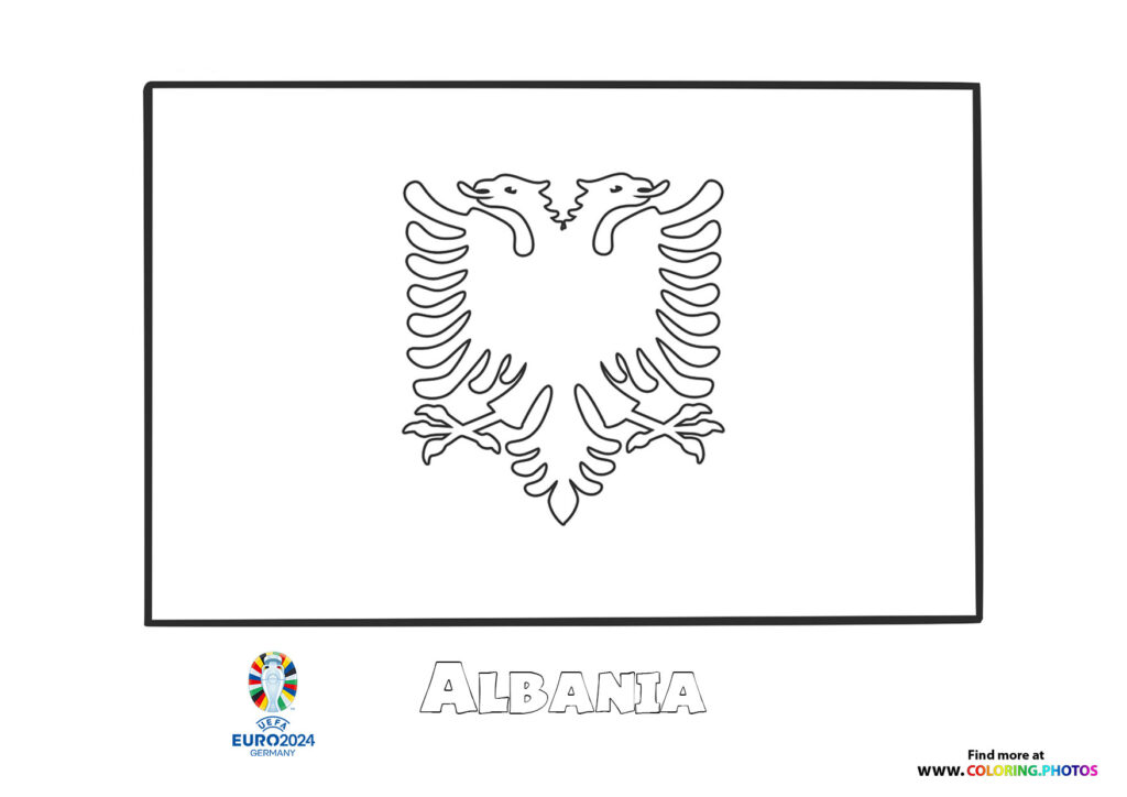 Albania flag Euro 2024 - Coloring Pages for kids