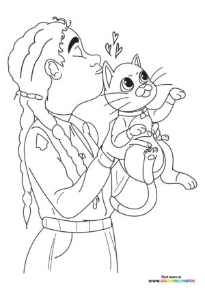 Alicia with Sox coloring page
