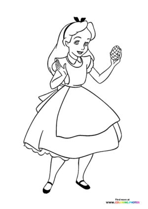 Alice with Easter egg coloring page