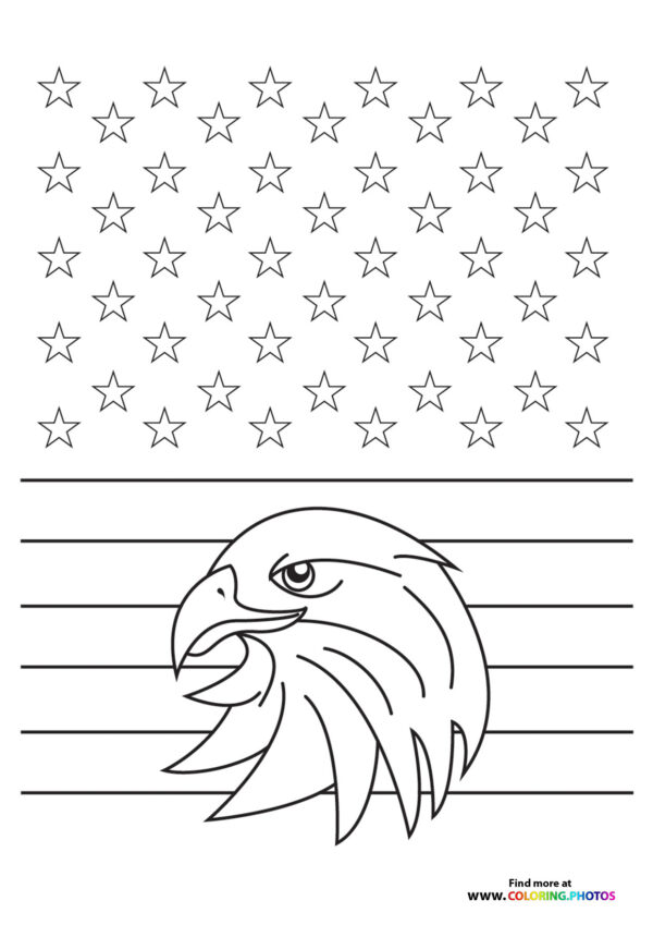 American eagle on a flag coloring page