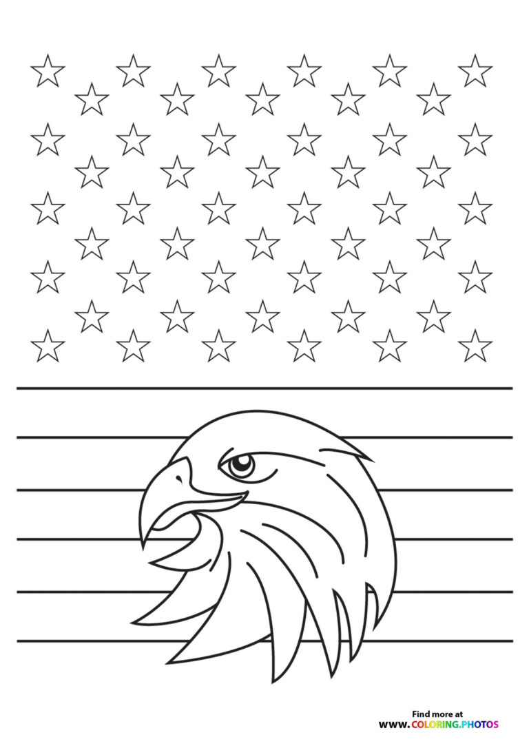 American eagle on a flag - Coloring Pages for kids
