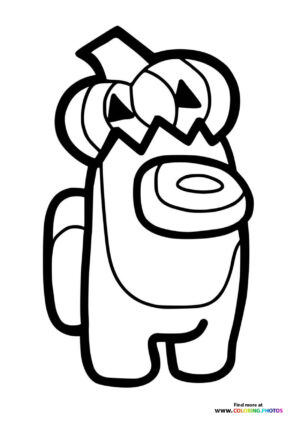 Amonng Us Halloween pumpkin character coloring page