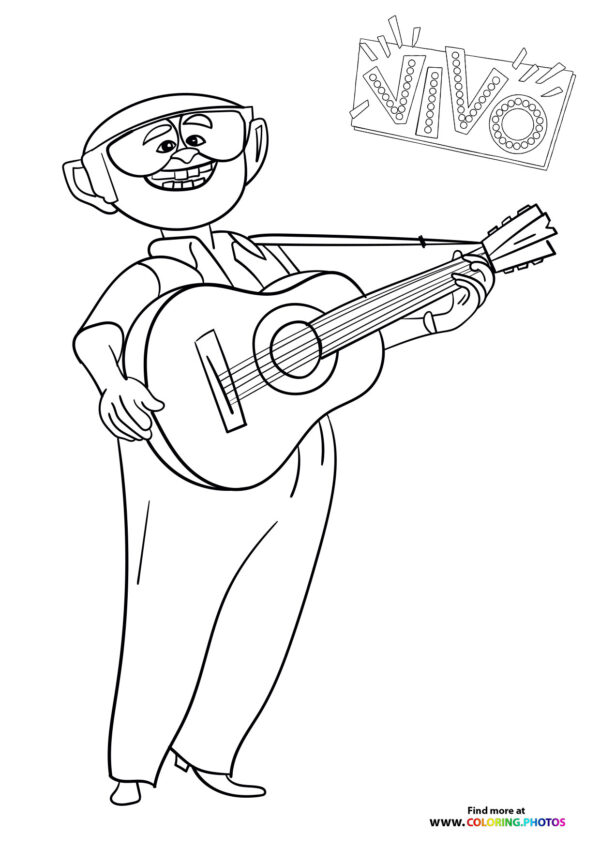 Andres playing guitar coloring page