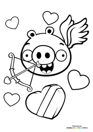 Angry birds valentines cupid coloring page