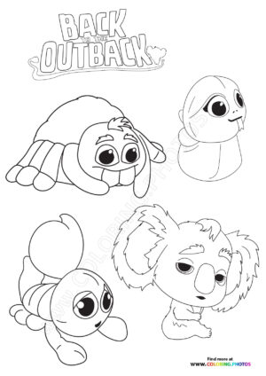 Back to the outback animals friends coloring page
