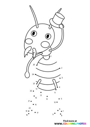 Ant with a hat dot the dots worksheet