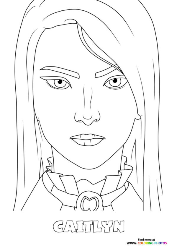 Arcane Caitlyn portrait coloring page