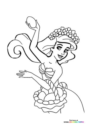 Ariel with Easter basket coloring page