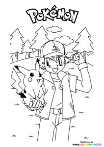 Ash and Pikachu - Pokemon - Coloring Pages for kids