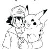 Ash and Pikachu portrait - Pokemon coloring page