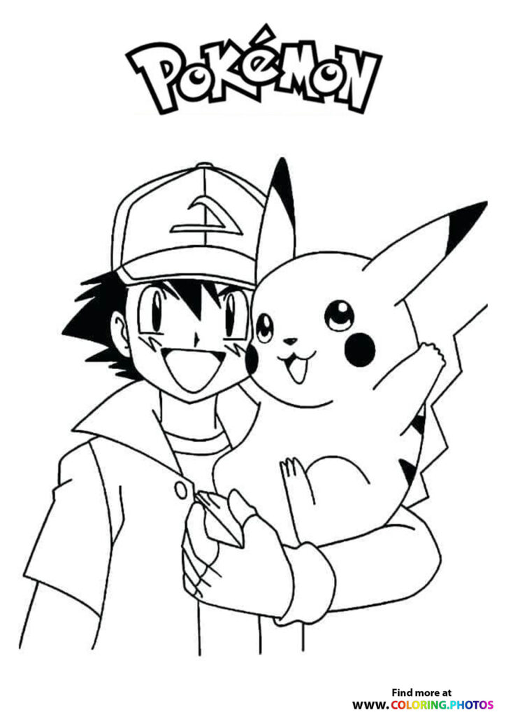 Ash and Pikachu portrait - Pokemon - Coloring Pages for kids