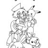 Ash with his pokemon - Pokemon coloring page