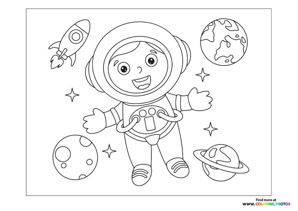 Astronaut in space - Coloring Pages for kids