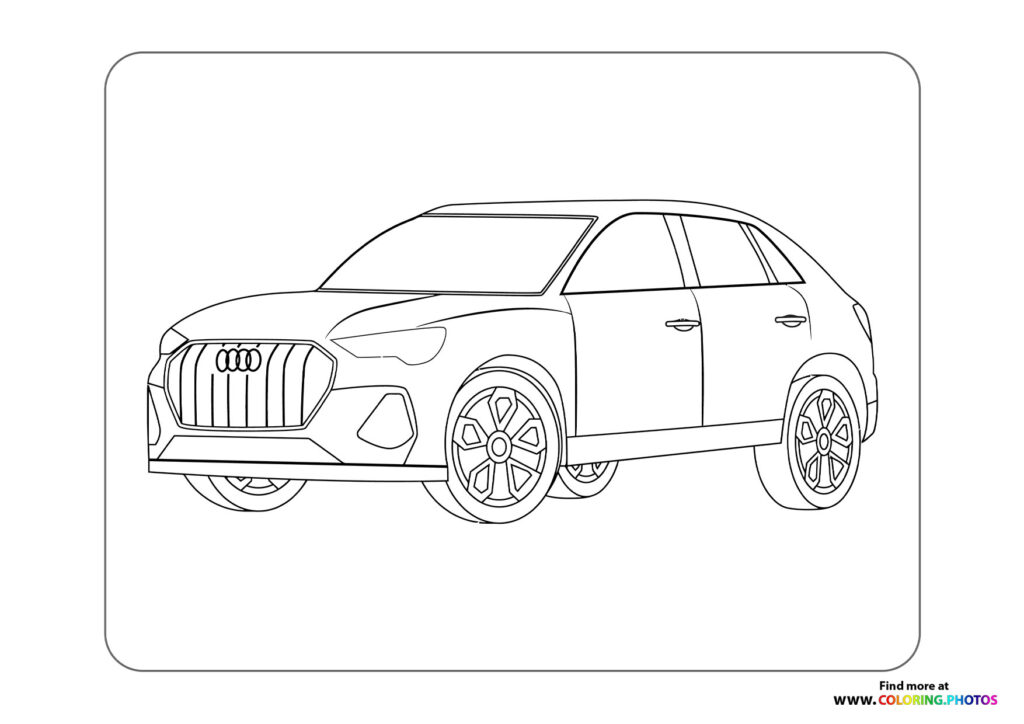 Audi SUV with prominent grille and alloy wheels coloring page