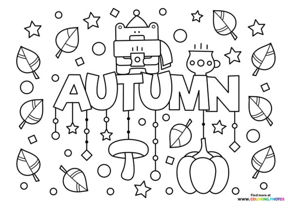 Autumn text coloring page