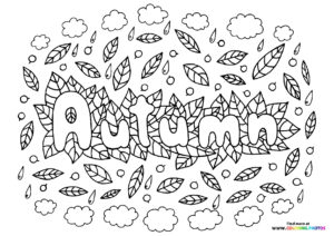 Autumn leaf text coloring page