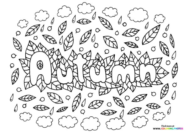 Autumn leaf text coloring page