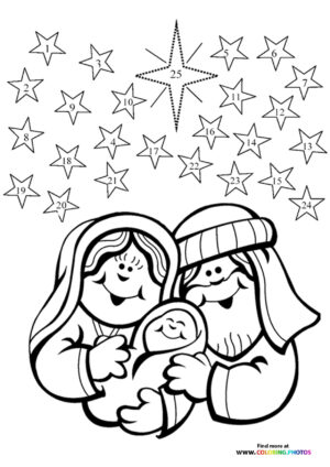 Baby Jesus advent calendar coloring page