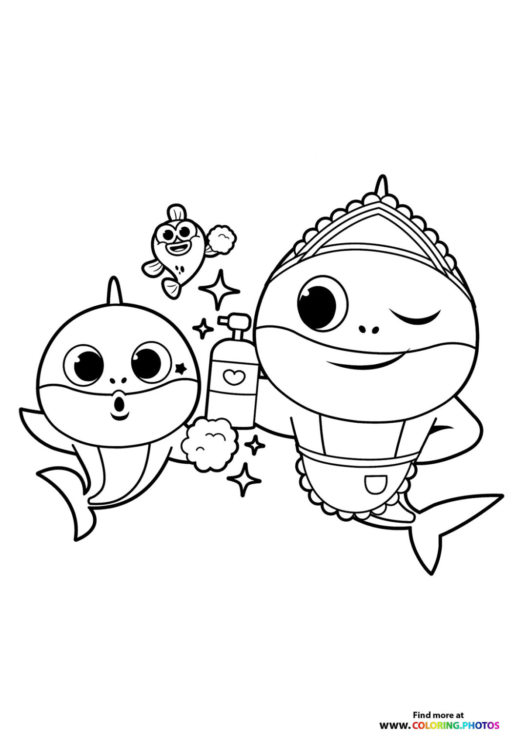 Baby shar with Mommy - Coloring Pages for kids