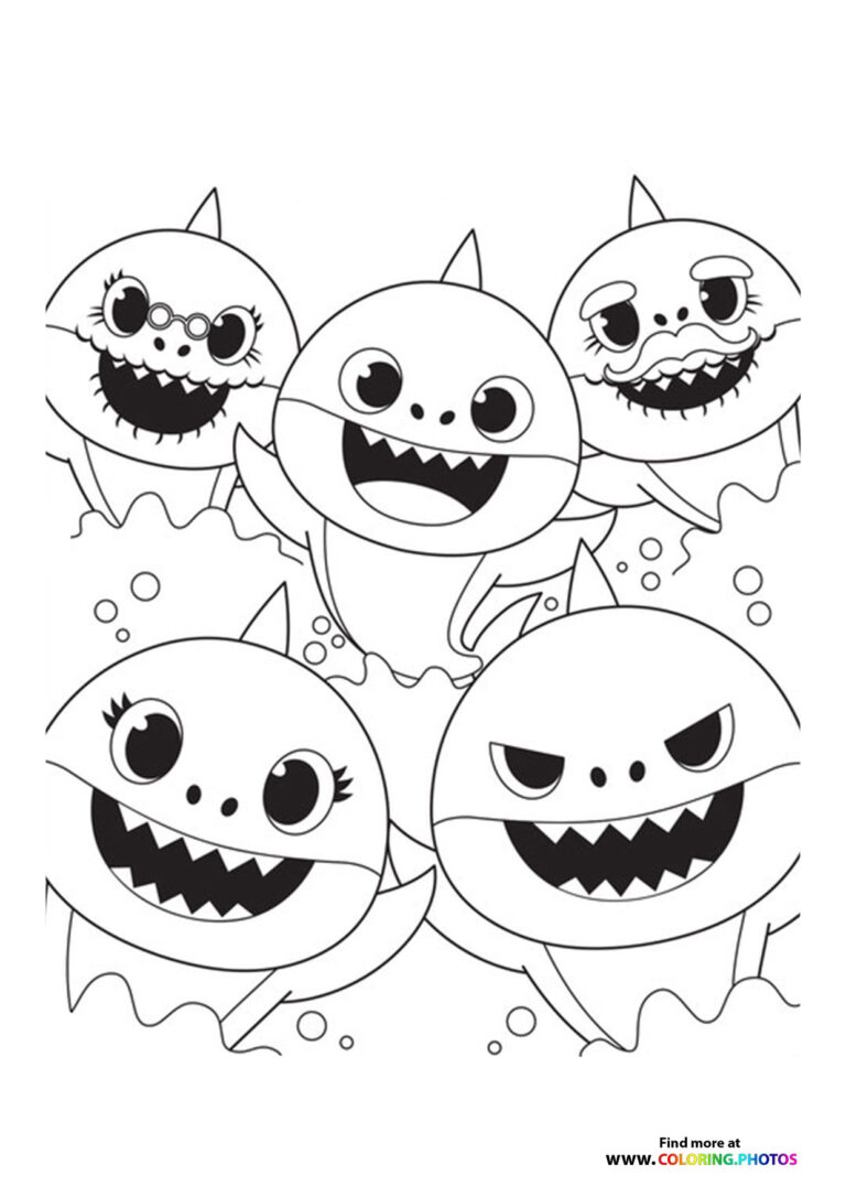 Baby shark all characters - Coloring Pages for kids