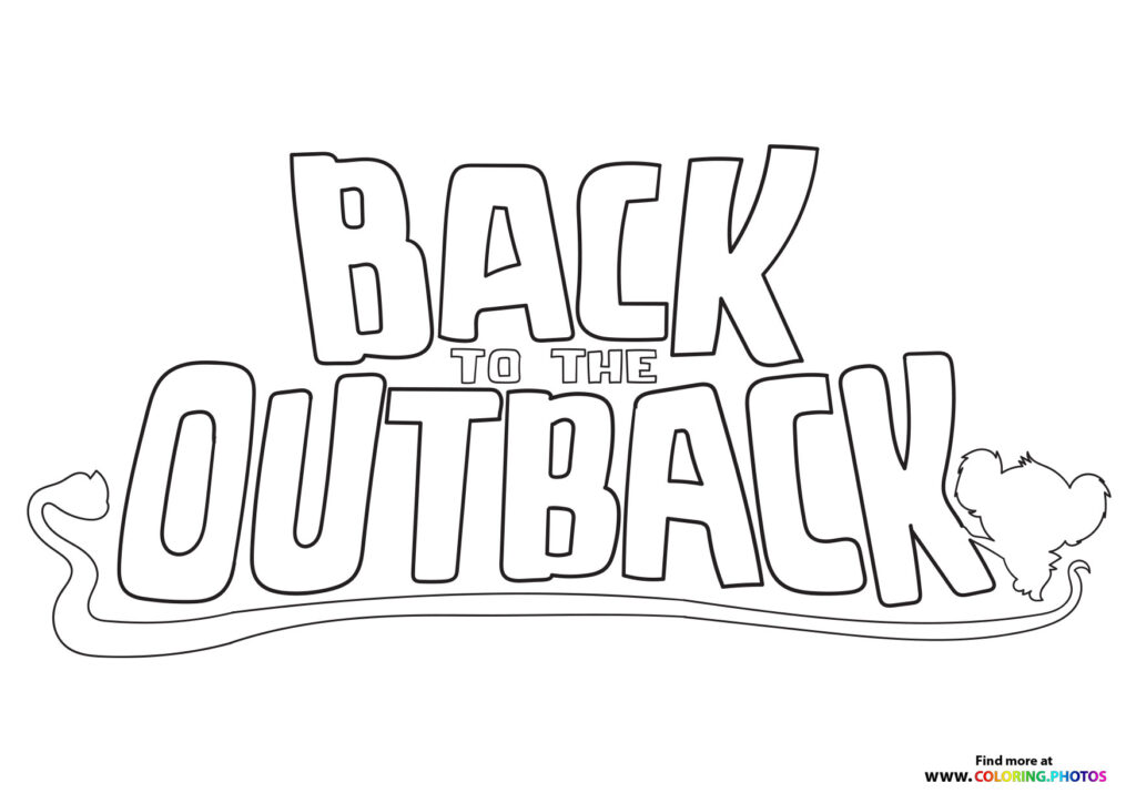 Back to the Outback movie logo with snake and animal decorations coloring page