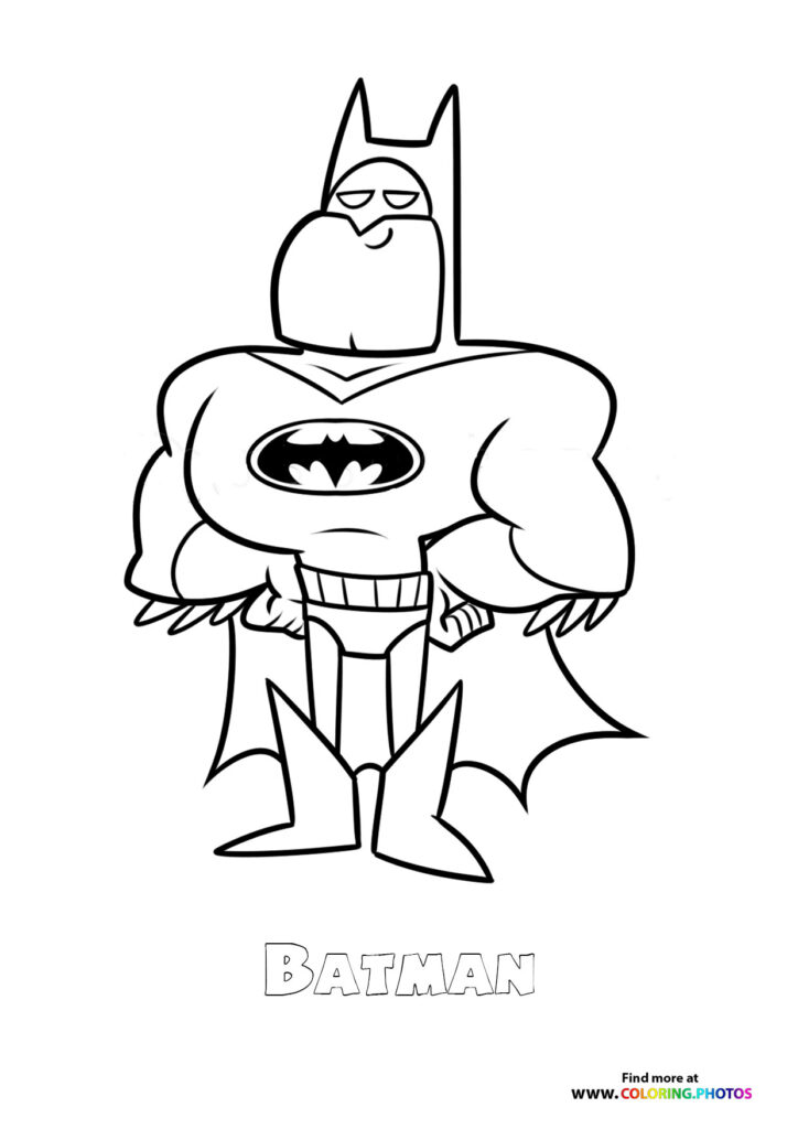 Batman in his classic suit with cape and bat symbol coloring page from Teen Titans Go